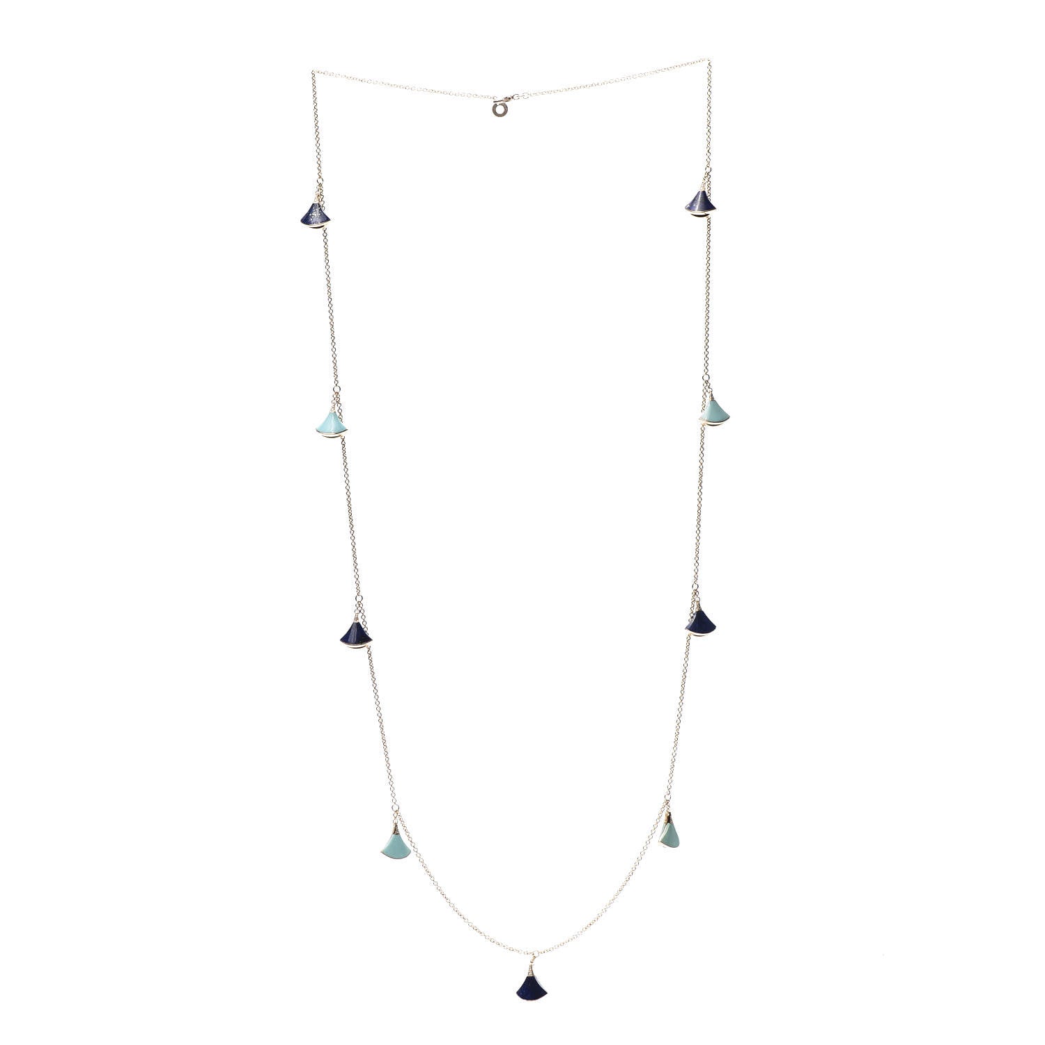 Bulgari 18K Yellow Gold Diamond Turquoise Lapis Lazuli Divas' Dream Necklace 3 of 6