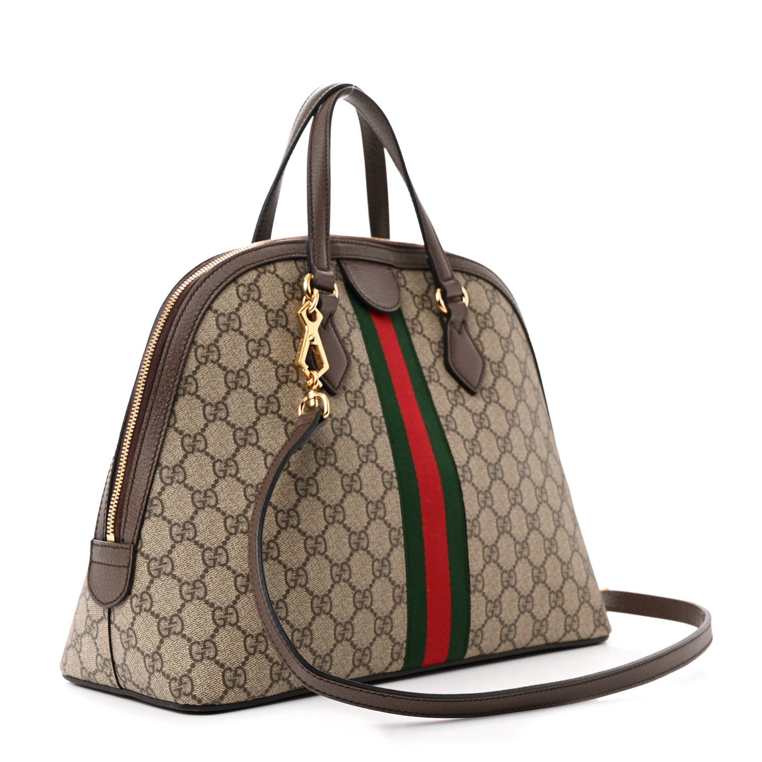 Gucci GG Supreme Monogram Web Medium Ophidia Top Handle Dome Bag Brown 3 of 13