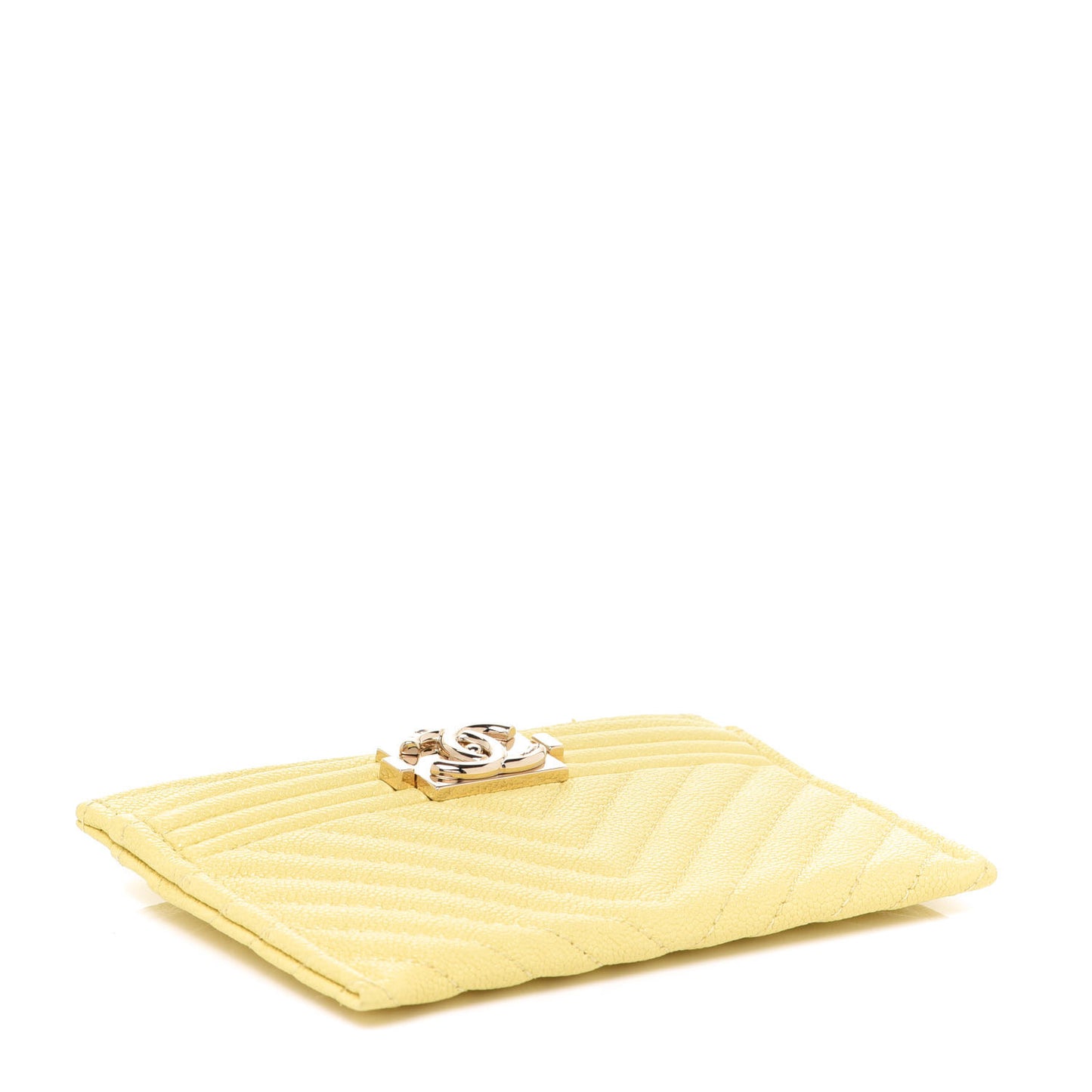 Caviar Chevron Quilted Boy Card Holder Yellow