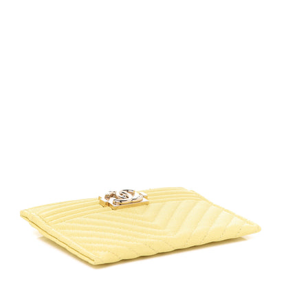 Chanel Caviar Chevron Quilted Boy Card Holder Yellow 4 of 9