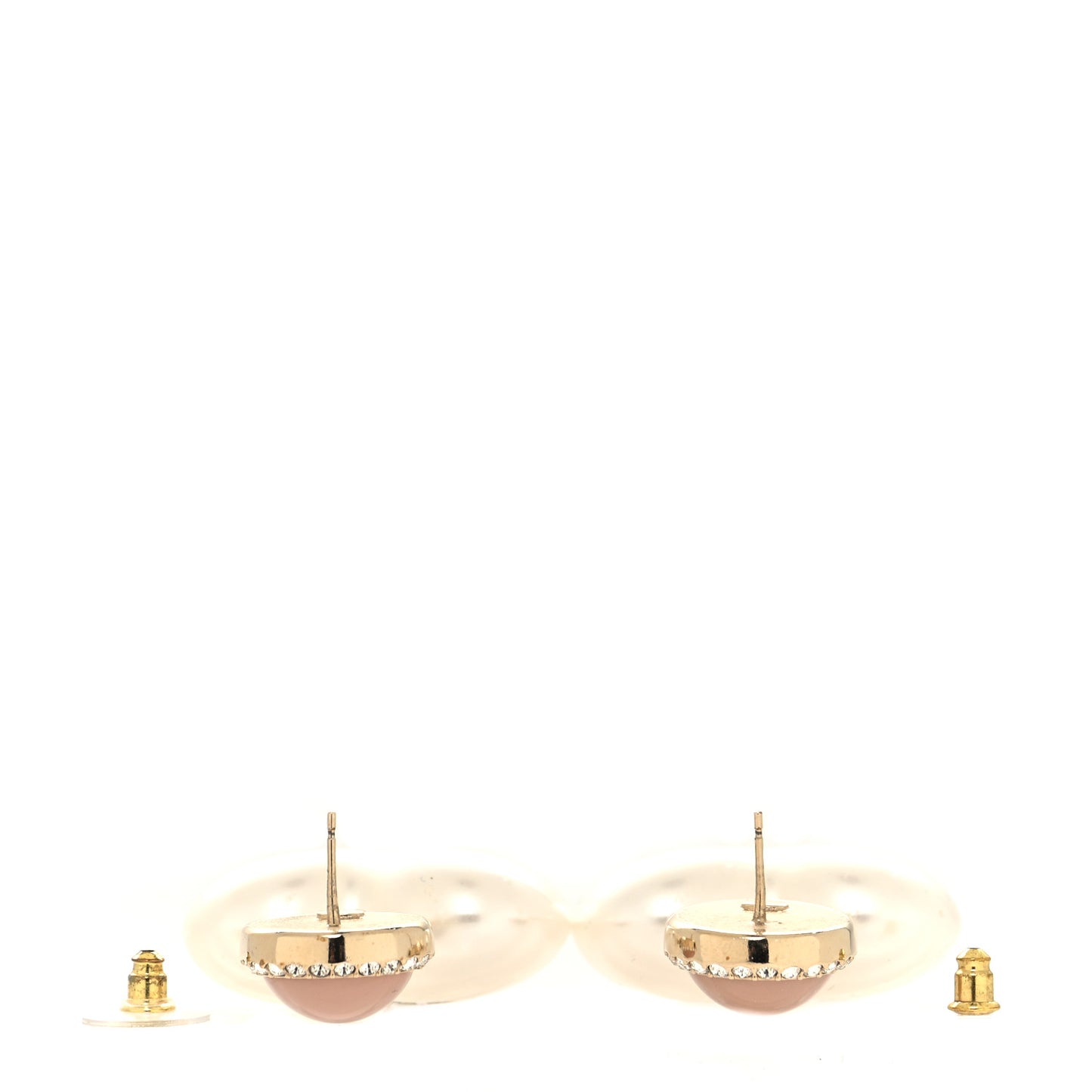 Pearl Resin Crystal CC Heart Drop Earrings Pink Gold