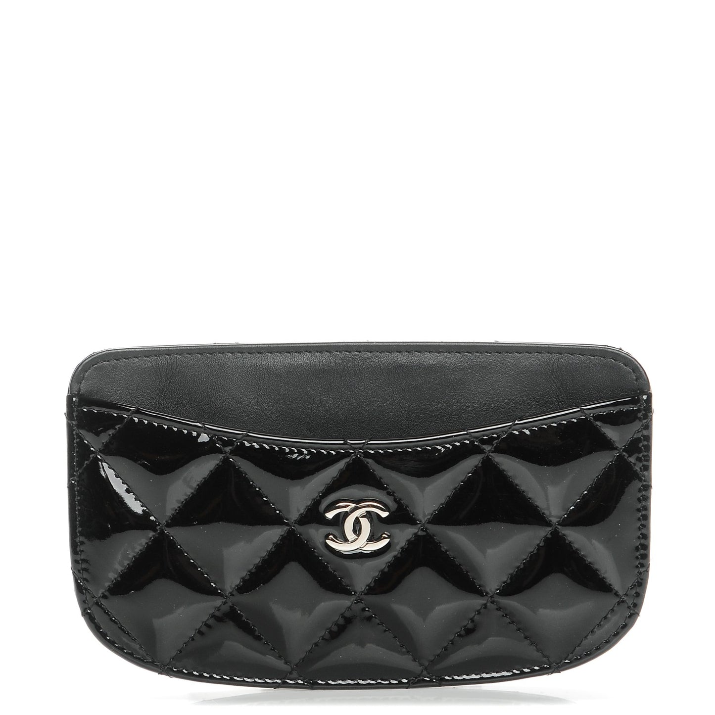 Patent Quilted Card Holder Black