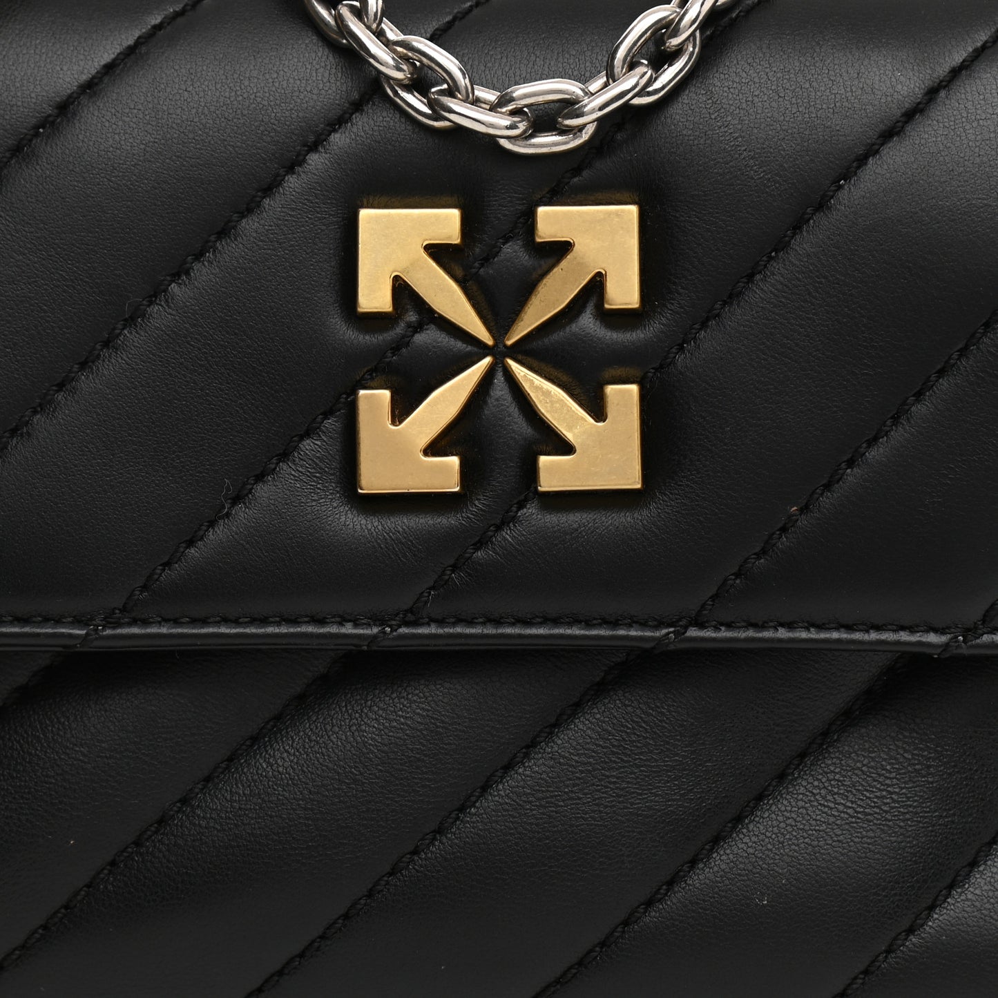 Calfskin Diagonal Quilted Jackhammer 19 Shoulder Bag Black