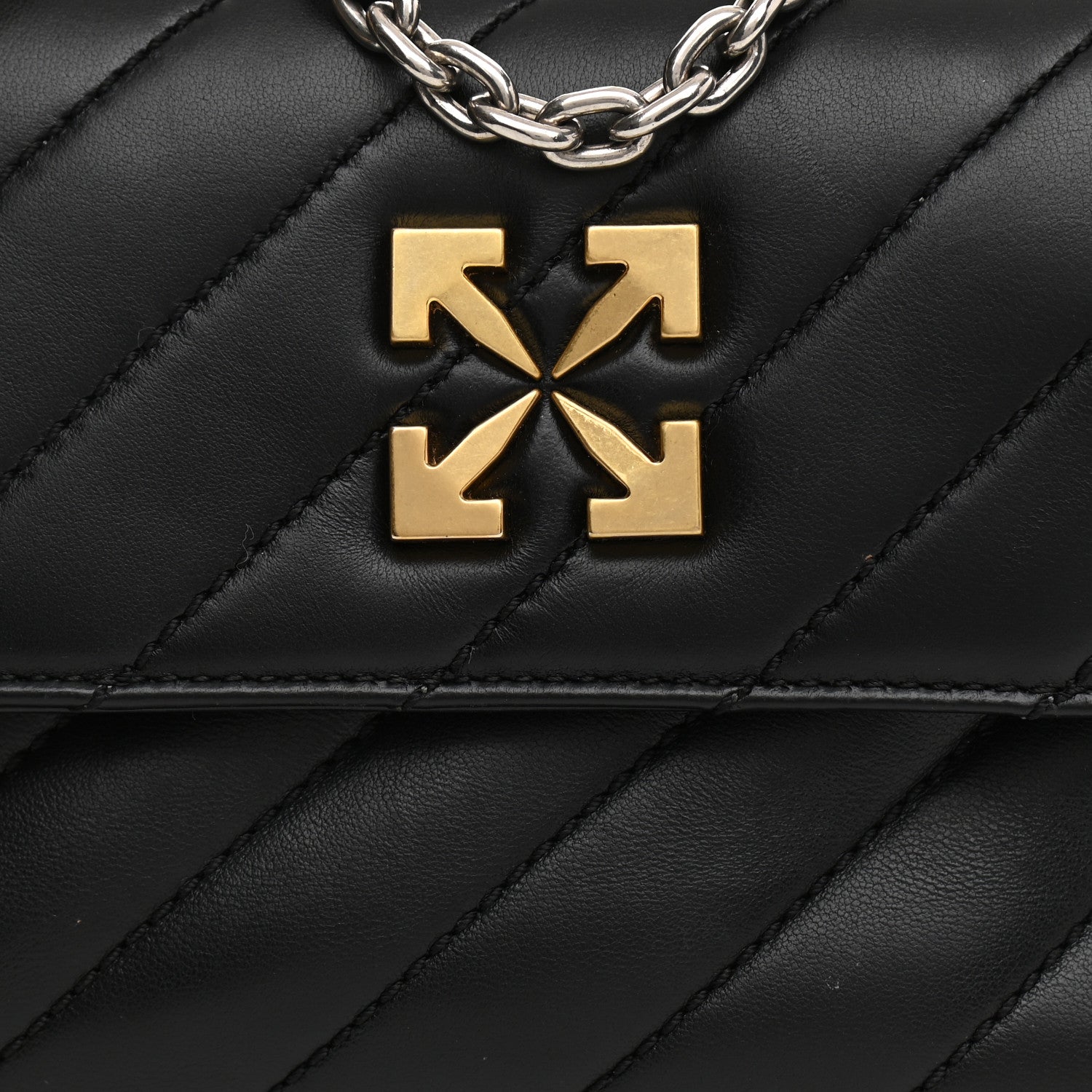 Off-White Calfskin Diagonal Quilted Jackhammer 19 Shoulder Bag Black 3 of 11