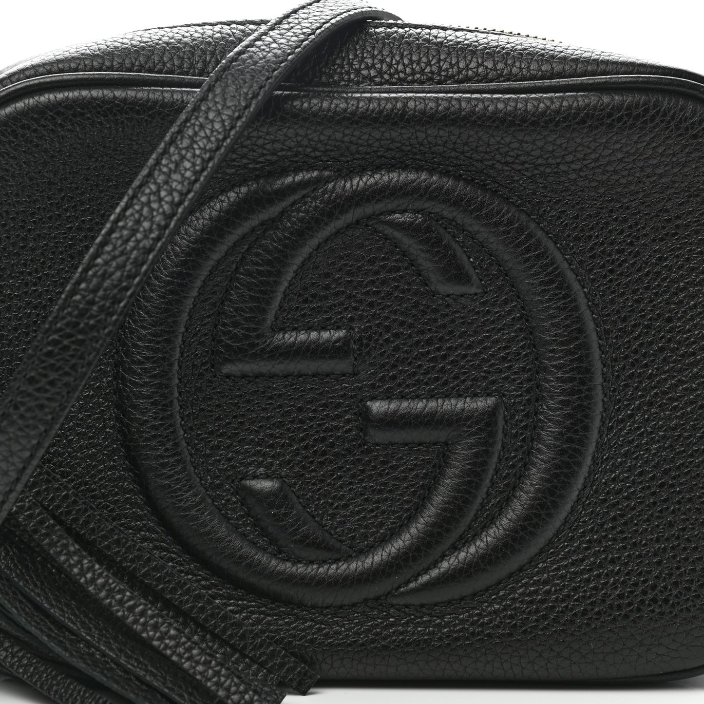 Pebbled Calfskin Small Soho Disco Bag Black