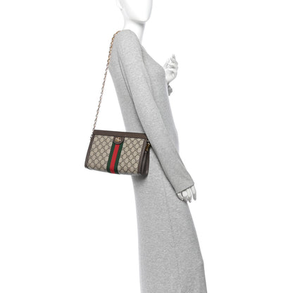 Gucci GG Supreme Monogram Web Small Ophidia Chain Shoulder Bag Brown 2 of 11