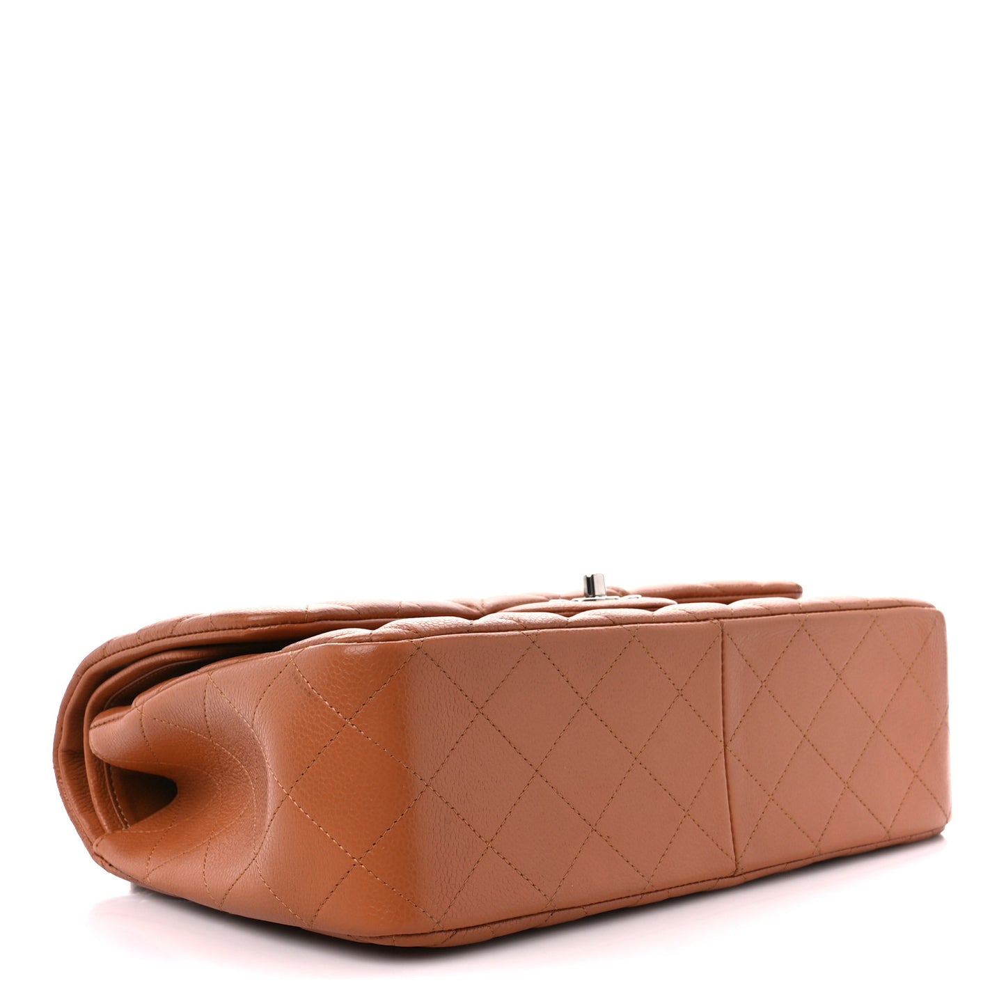 Caviar Quilted Jumbo Double Flap Light Brown