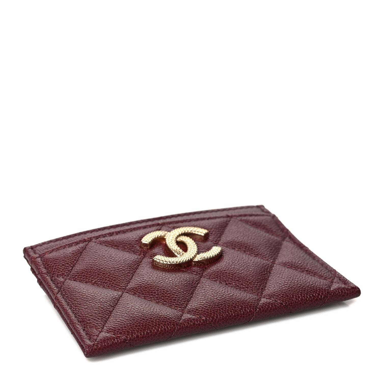 Chanel Caviar Quilted Studded CC Card Holder Burgundy 4 of 7