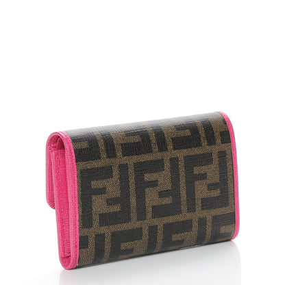 Fendi Zucca Spalmati Vitello Elite Tri-Fold Wallet Tobacco Ciclamino 3 of 10