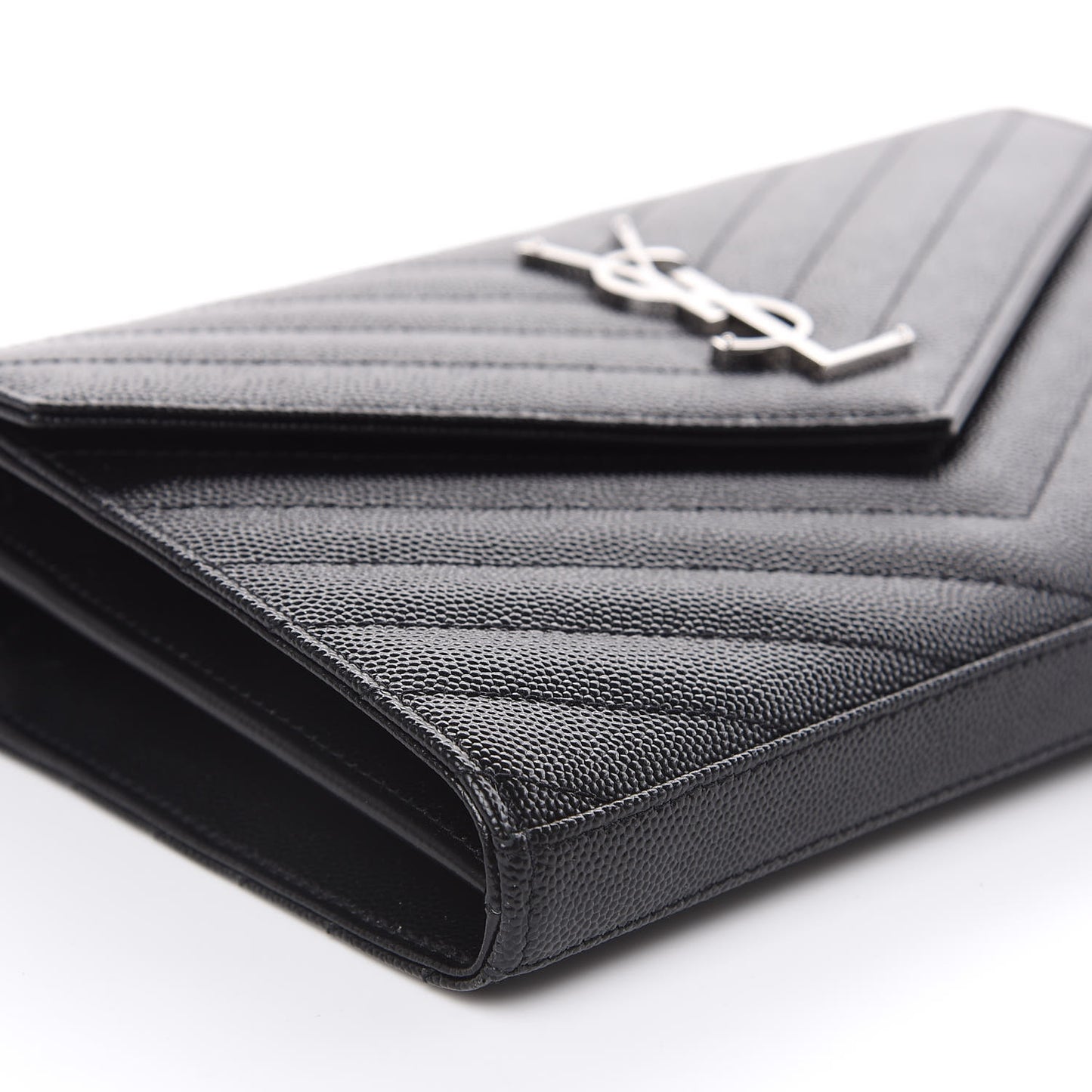 Grain De Poudre Matelasse Chevron Monogram Chain Wallet Black