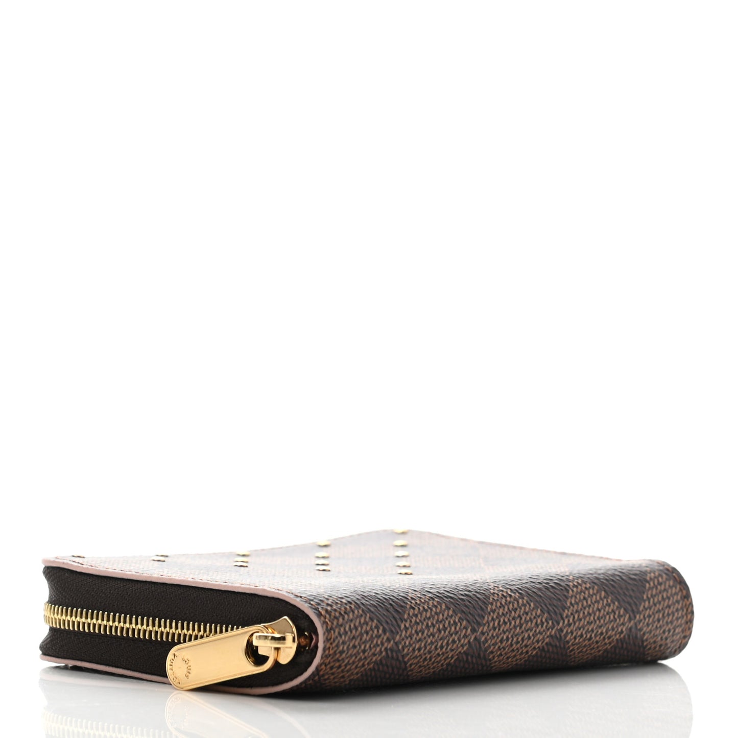 Damier Ebene Studded Zippy Coin Purse Rose Ballerine