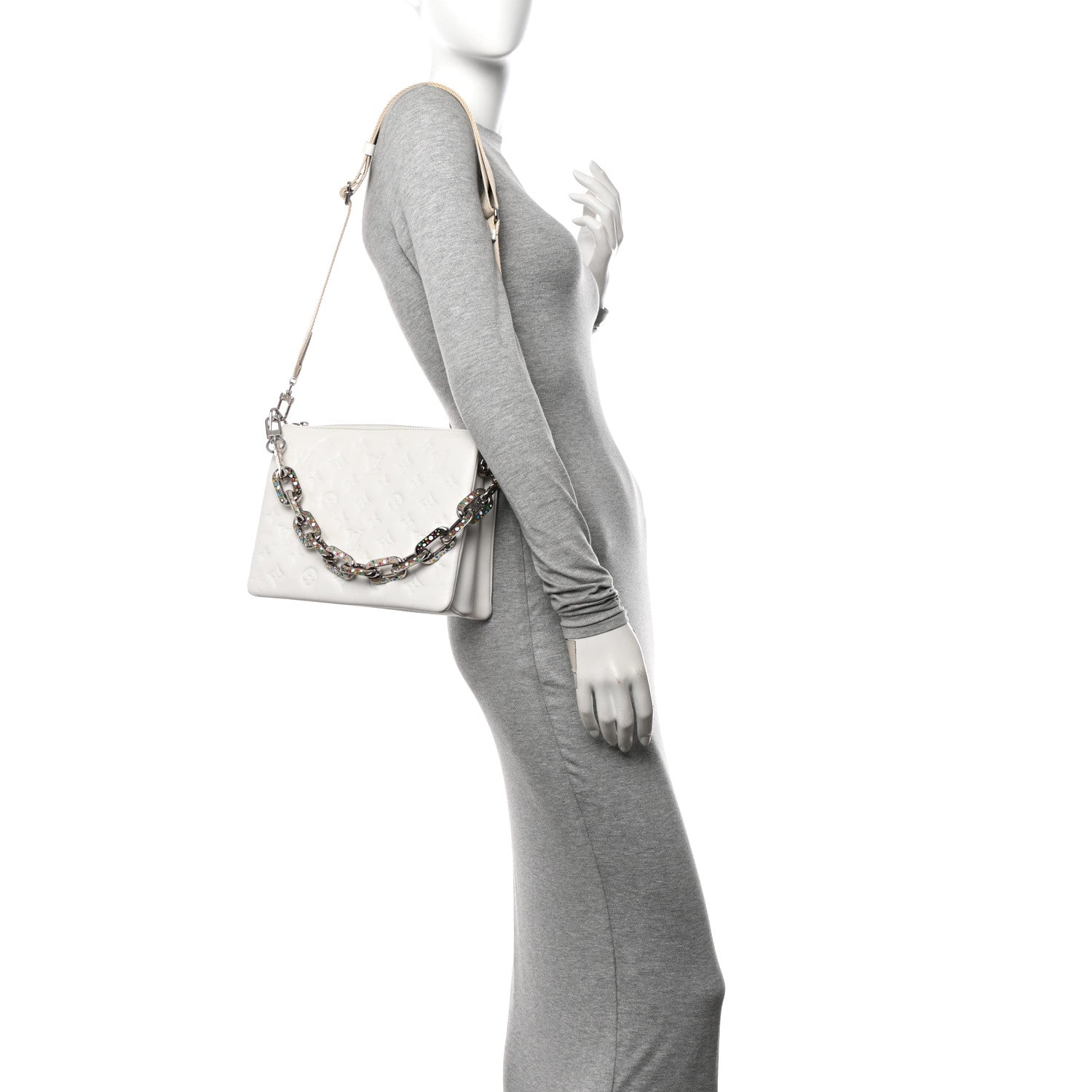 Louis Vuitton LV x YK Lambskin Embossed Monogram Coussin PM White 2 of 12