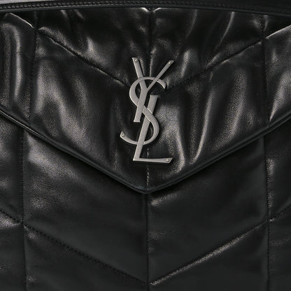 Saint Laurent Lambskin Quilted Medium Loulou Puffer Monogram Chain Satchel Black 9 of 12