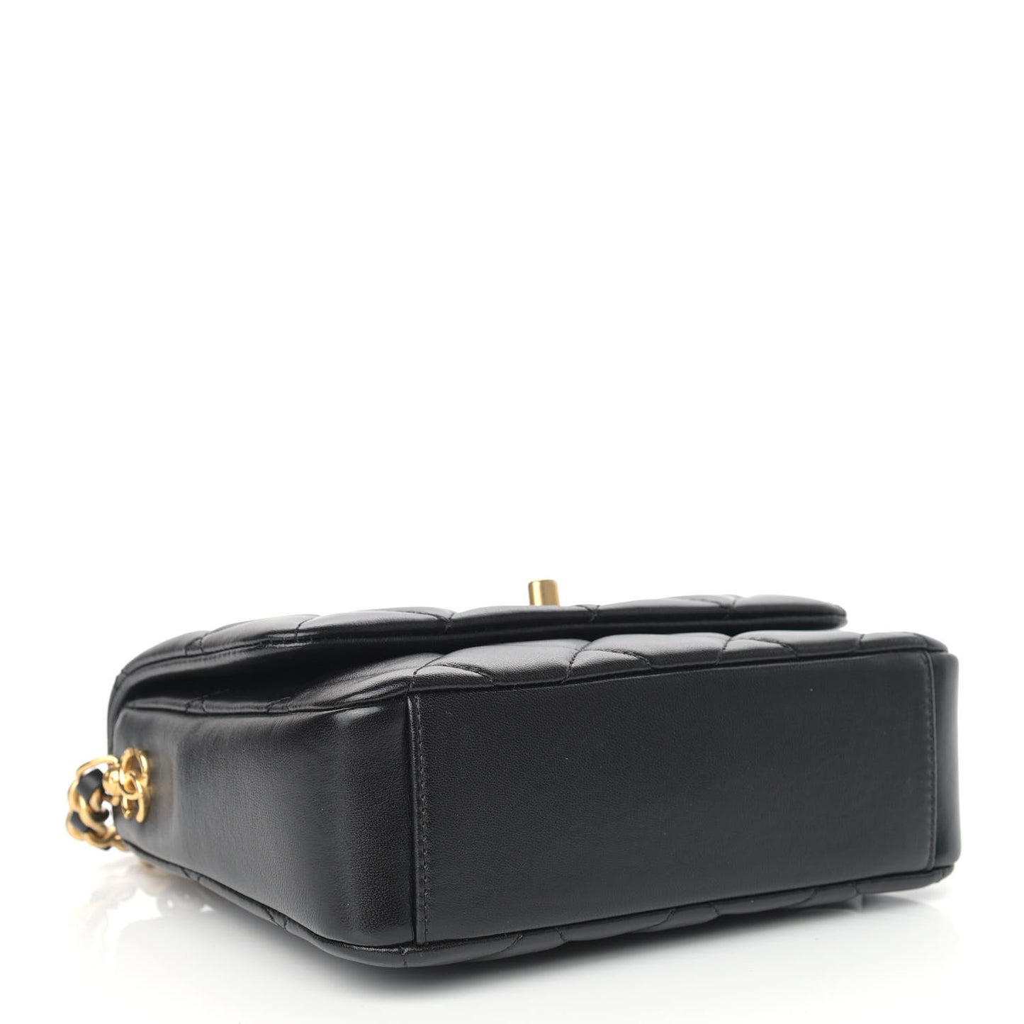 Lambskin Quilted Small Side Note Flap Black
