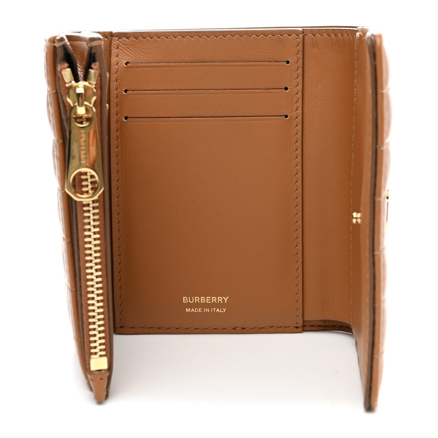 Lambskin Quilted Small Lola Folding Wallet Maple Brown