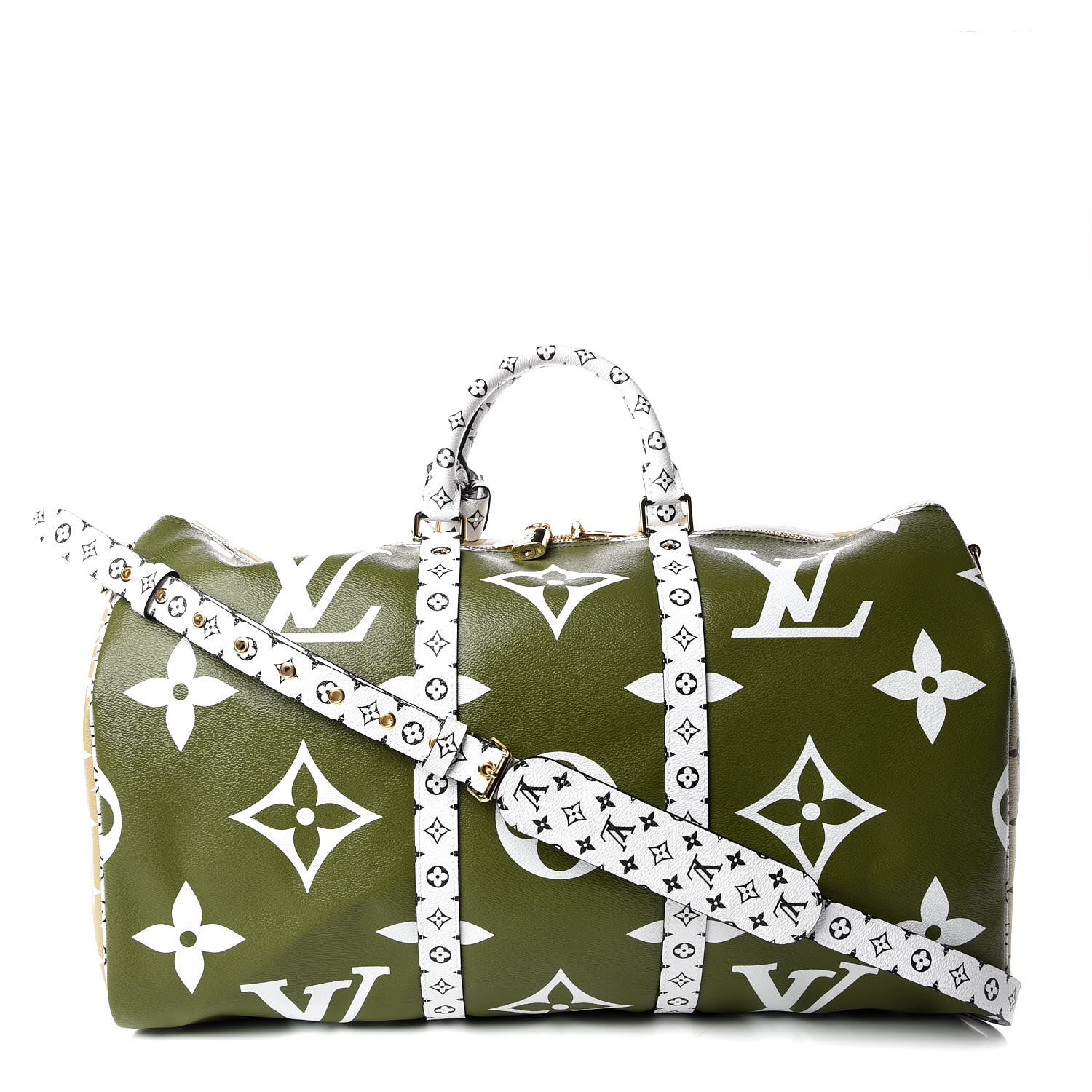Louis Vuitton Monogram Giant Keepall Bandouliere 50 Kaki Beige 1 of 10
