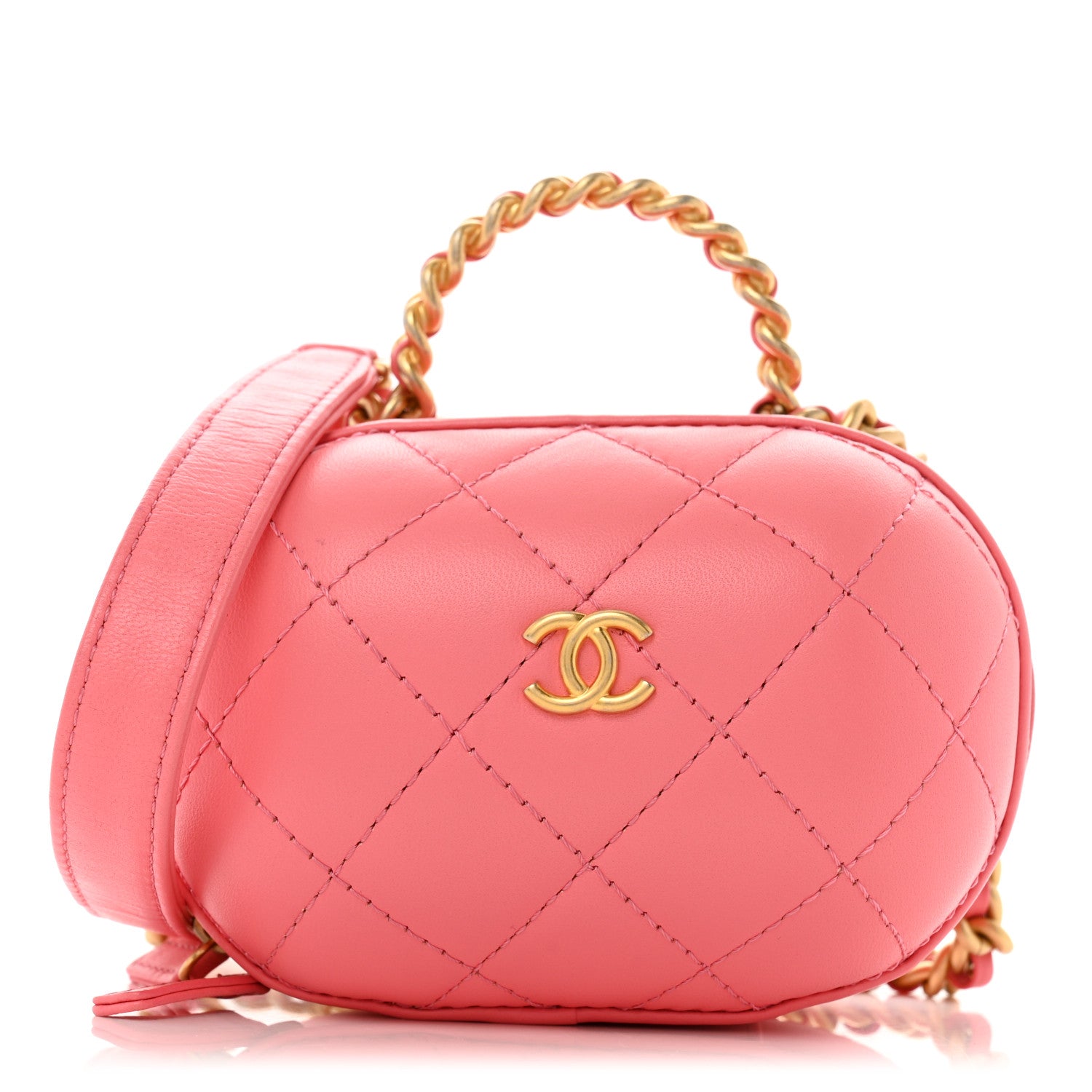 Chanel Lambskin Quilted CC Bubble Vanity Case With Chain Pink 1 of 12