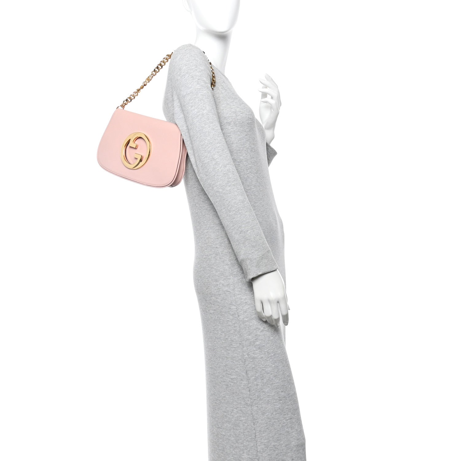 Gucci Roxy Calfskin Blondie Chain Shoulder Flap Bag Powder Pink 2 of 9
