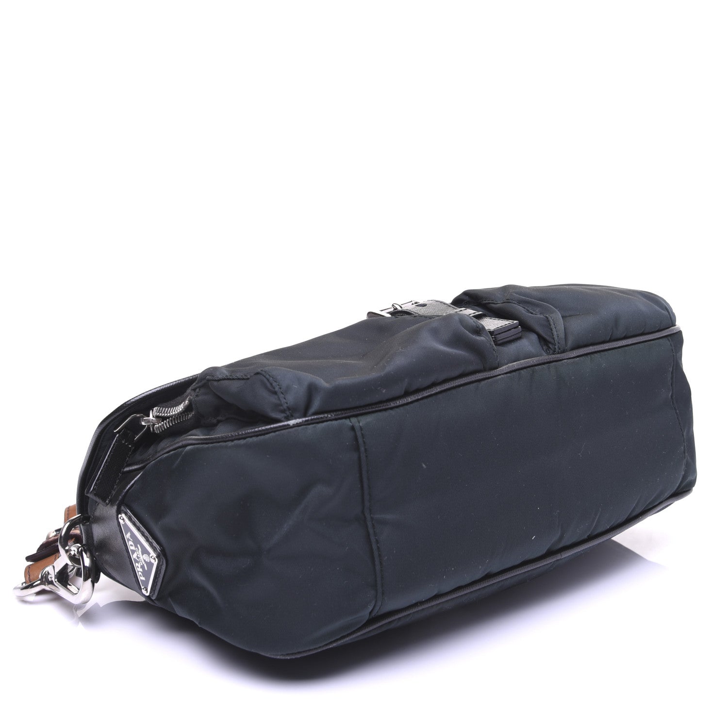 Prada Tessuto Nylon Saffiano Shoulder Bag Dark Green 4 of 18