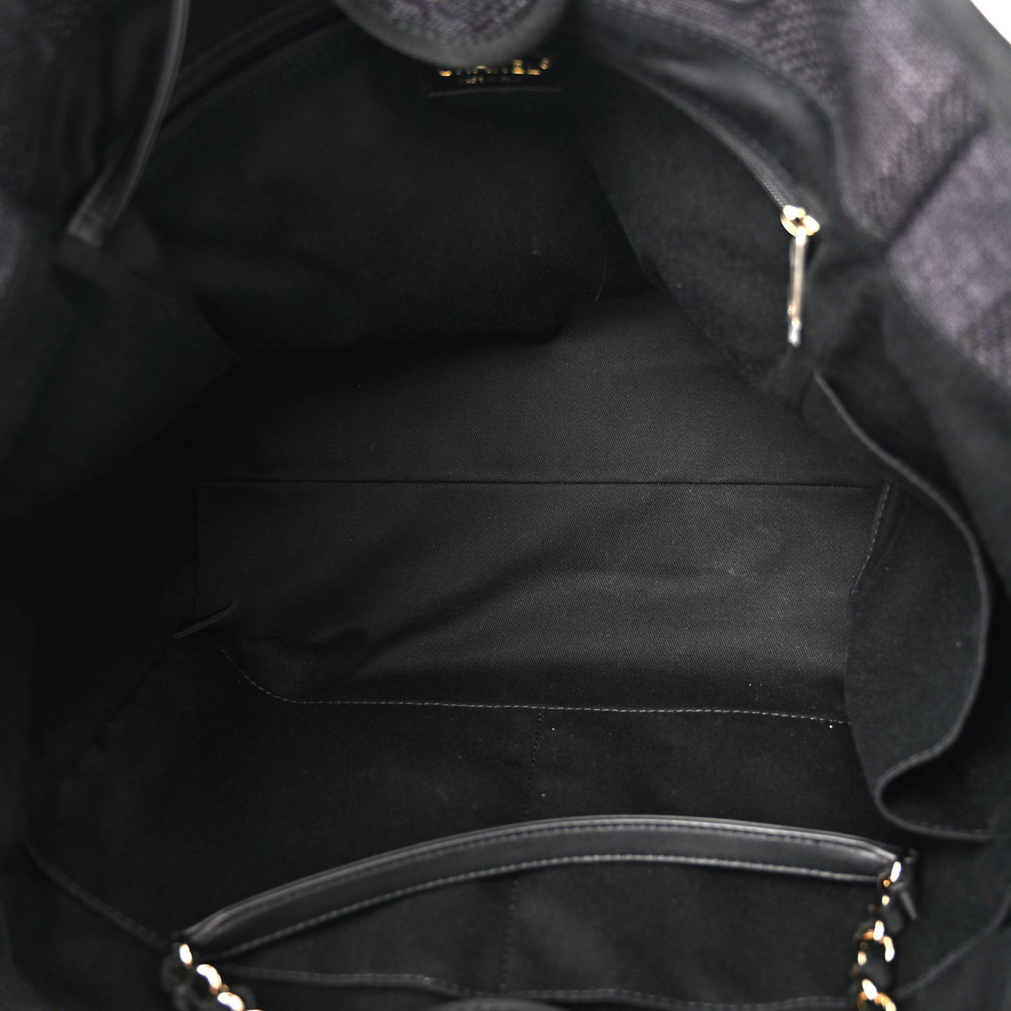 Mixed Fibers Calfskin Striped Medium Deauville Tote Black