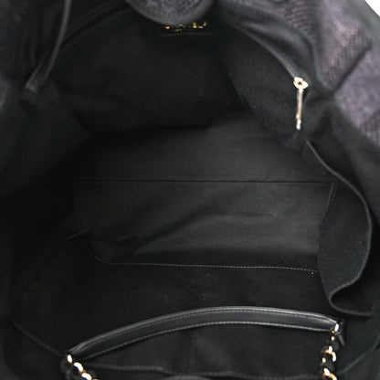 Chanel Mixed Fibers Calfskin Striped Medium Deauville Tote Black 5 of 14
