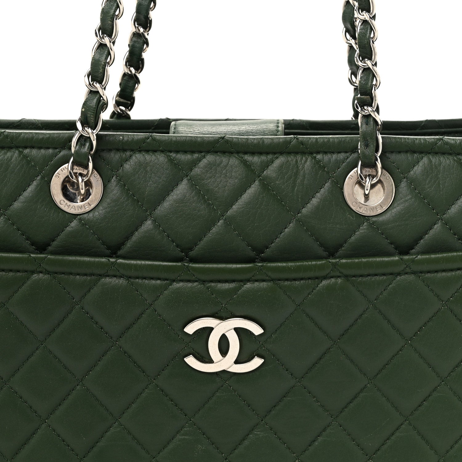 Chanel Aged Calfskin Quilted Large Working Vibe Camera Case Khaki 9 of 18