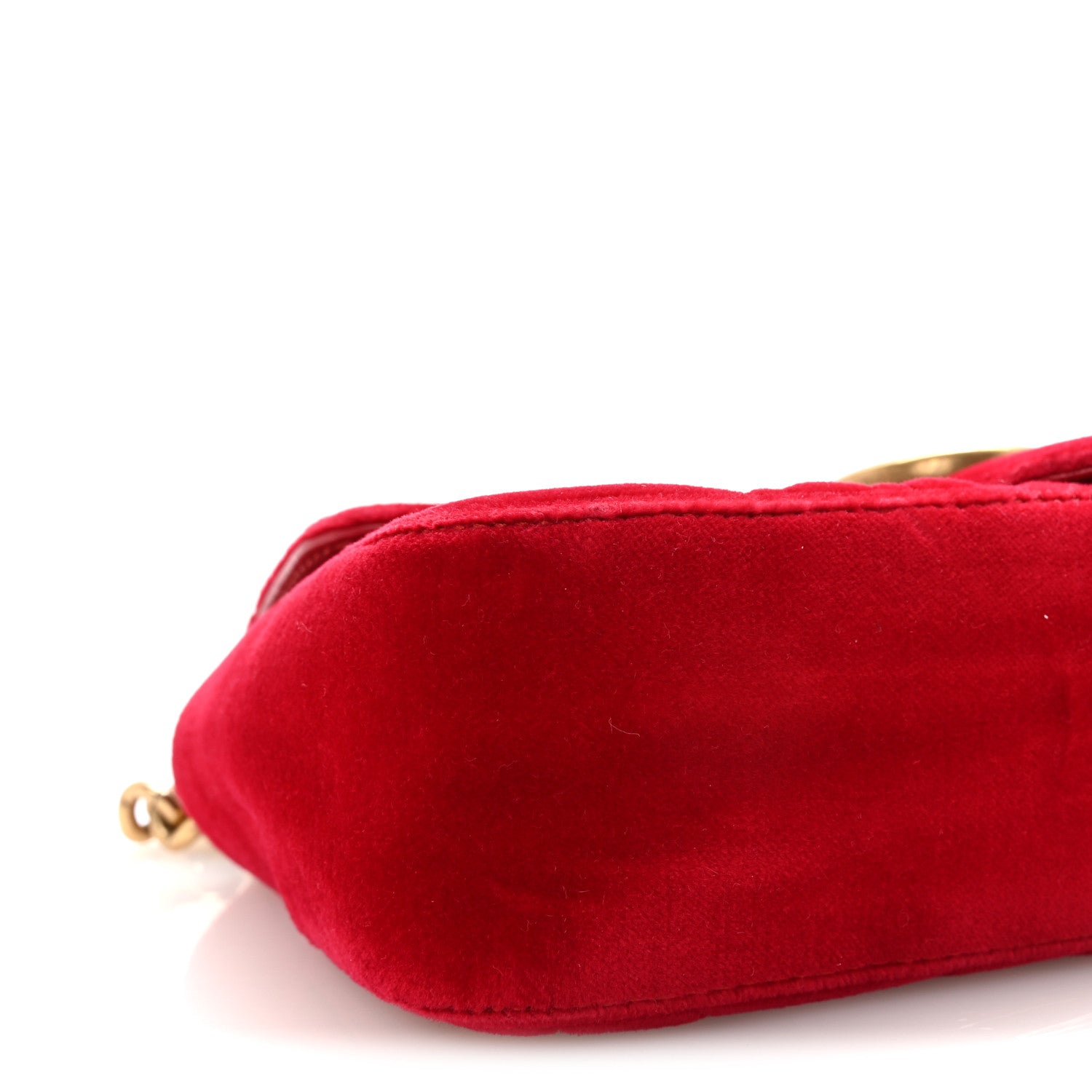 Gucci Velvet Matelasse Mini GG Marmont Shoulder Bag Hibiscus Red 9 of 10