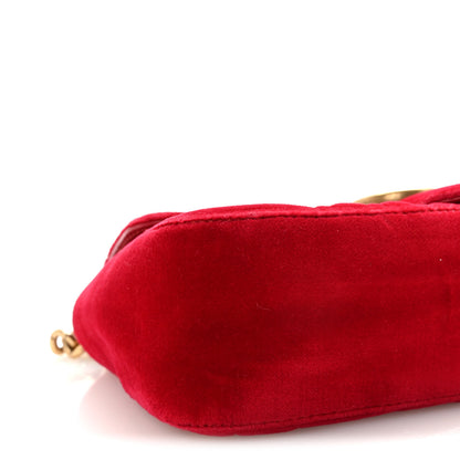 Gucci Velvet Matelasse Mini GG Marmont Shoulder Bag Hibiscus Red 9 of 10