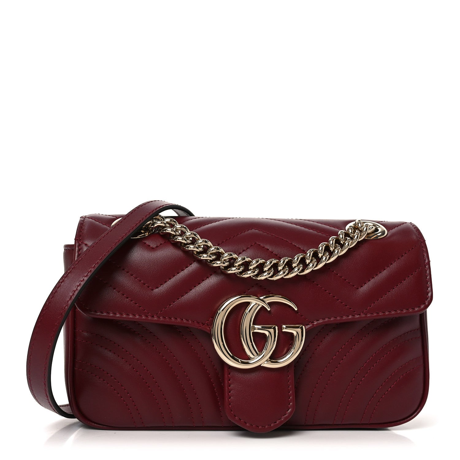 Gucci Calfskin Matelasse Mini GG Marmont Shoulder Bag Rosso Ancora 1 of 9