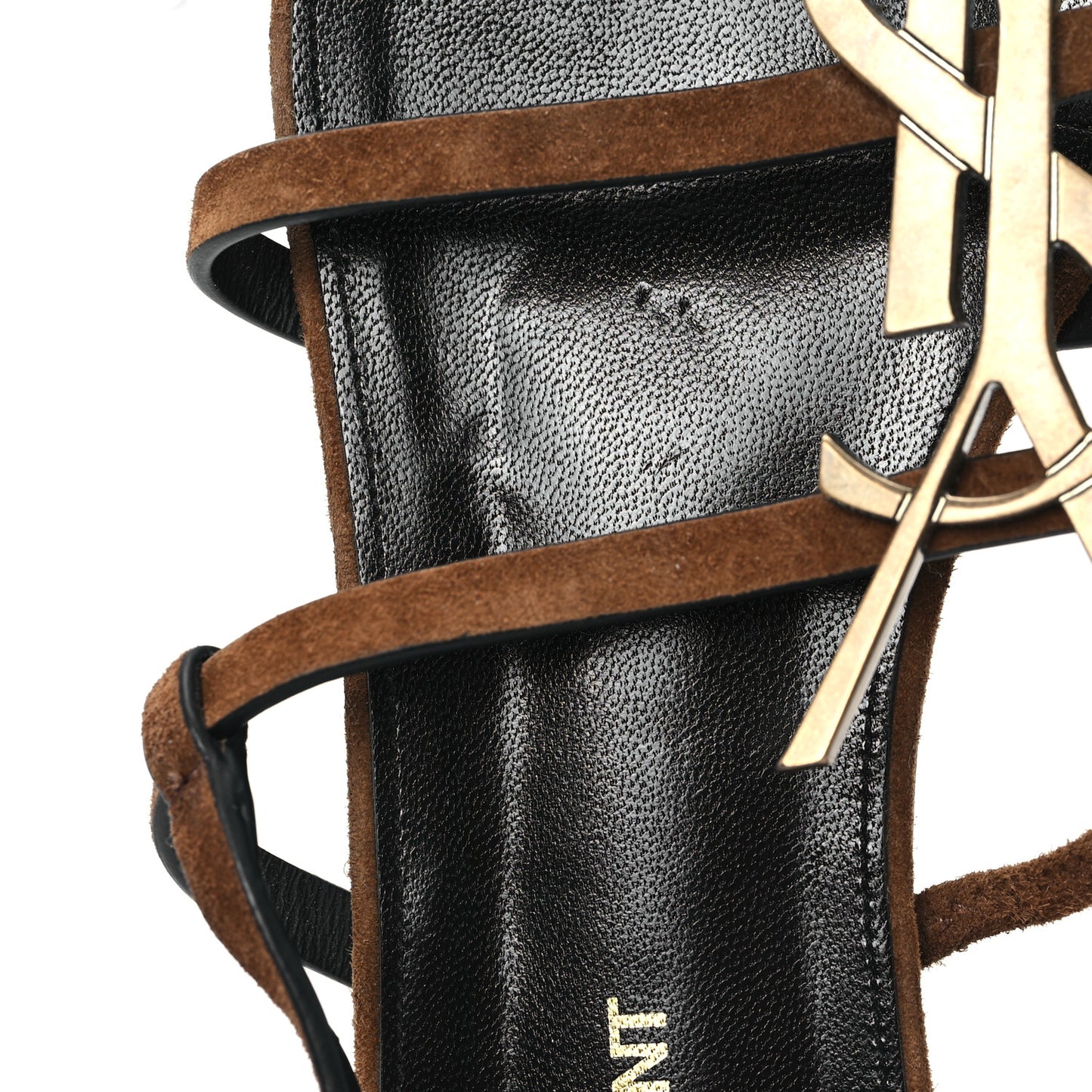 Suede Cassandra Monogram Palm 05 Sandals 40.5 Brown