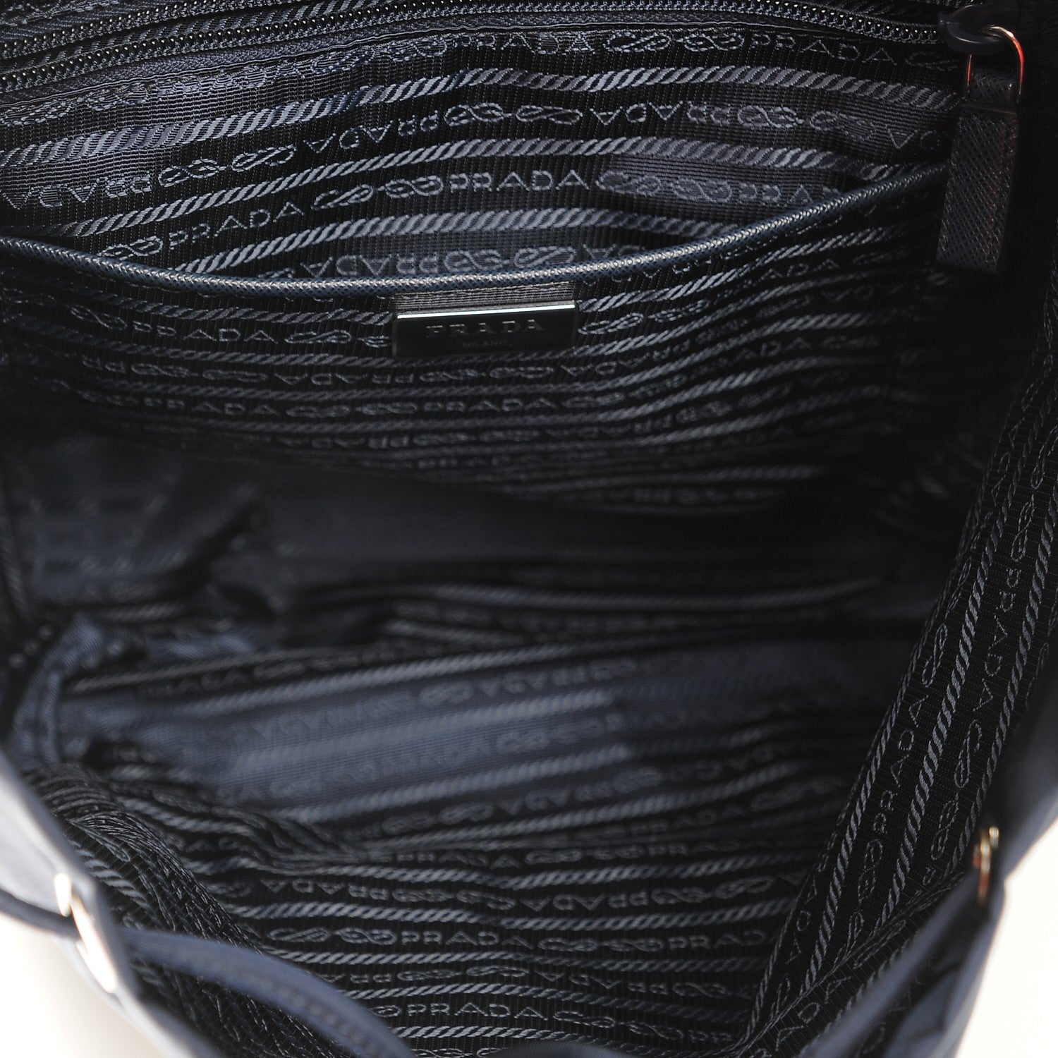 Prada Nylon Vela Saffiano Medium Cinch Backpack Baltico 5 of 9