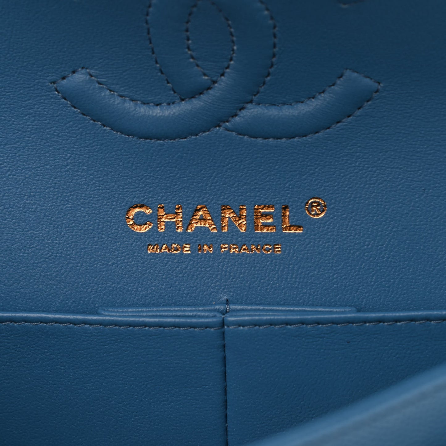 Caviar Quilted Small Double Flap Blue