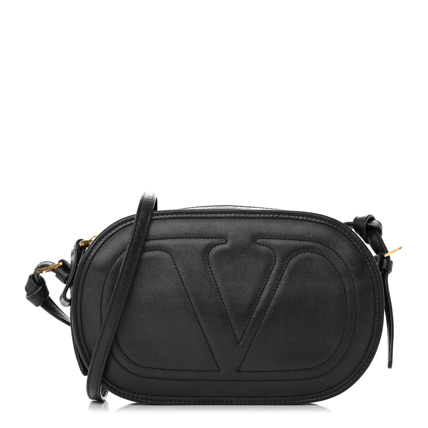 Calfskin Small Logo Go Crossbody Bag Black
