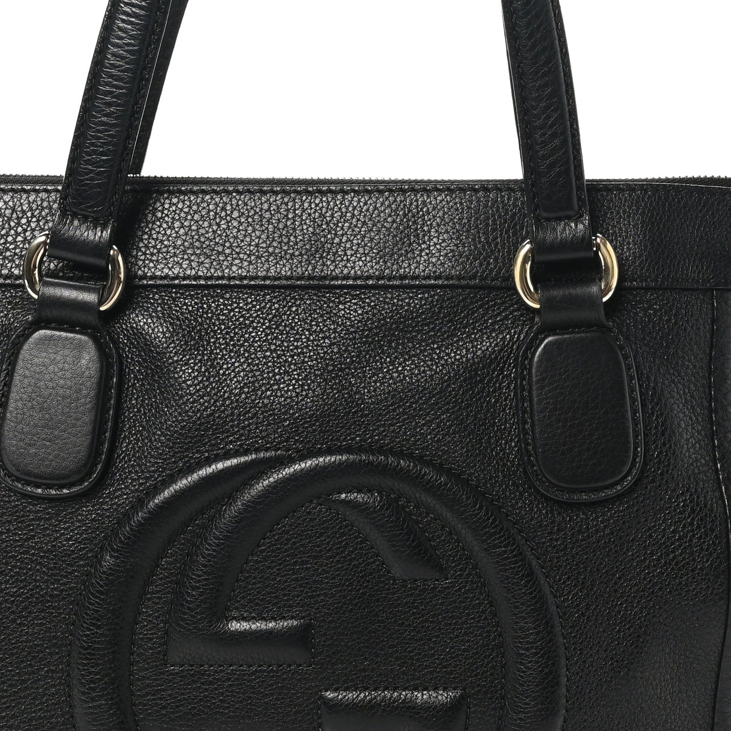 Pebbled Calfskin Small Soho Top Handle Bag Black