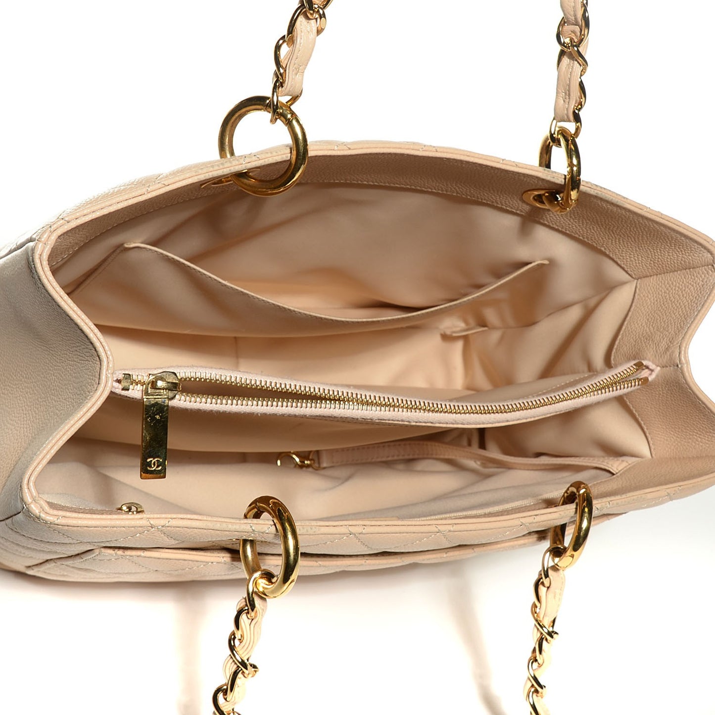 Caviar Quilted Grand Shopping Tote GST Beige Clair