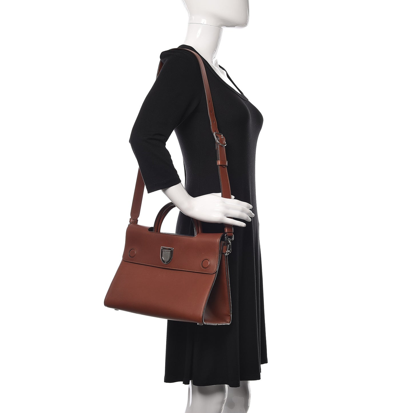 Smooth Calfskin Medium Diorever Flap Brown