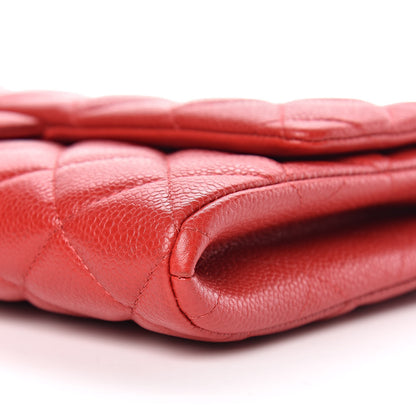 Chanel Caviar Quilted Clutch With Chain Flap Red 9 of 9