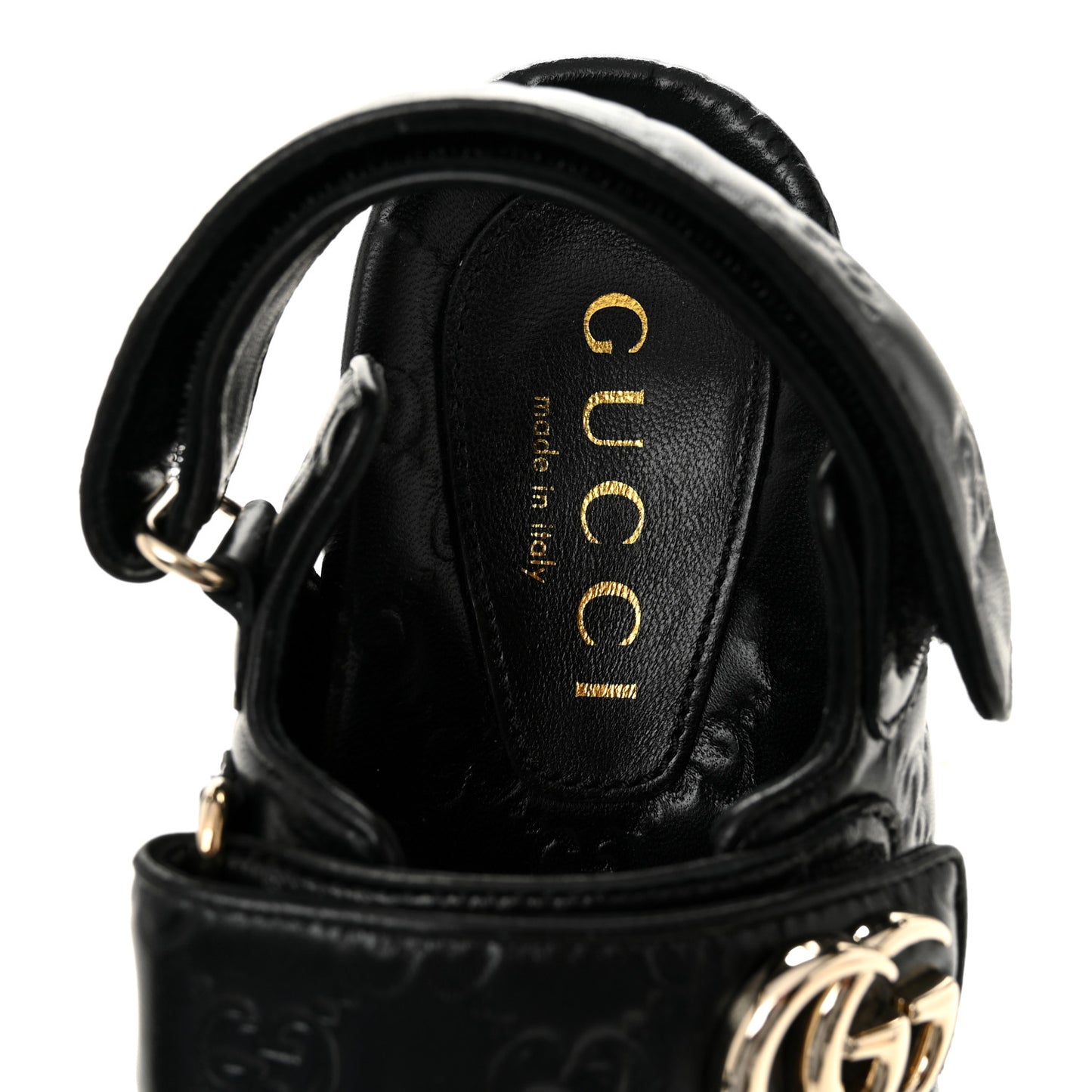 Guccissima GG Embossed Womens Sandals 36 Black