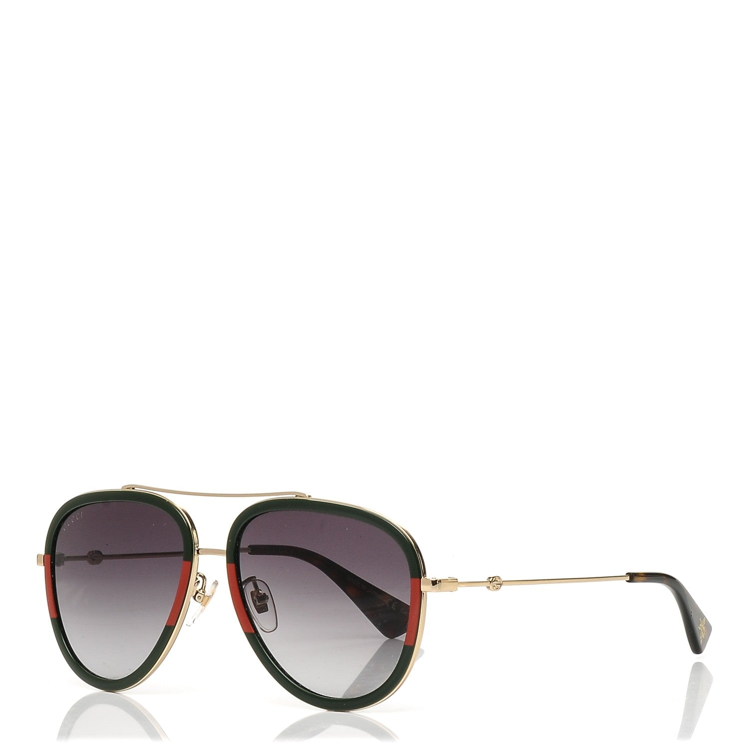 Gucci Web Aviator Sunglasses GG0062S Green Red 1 of 8