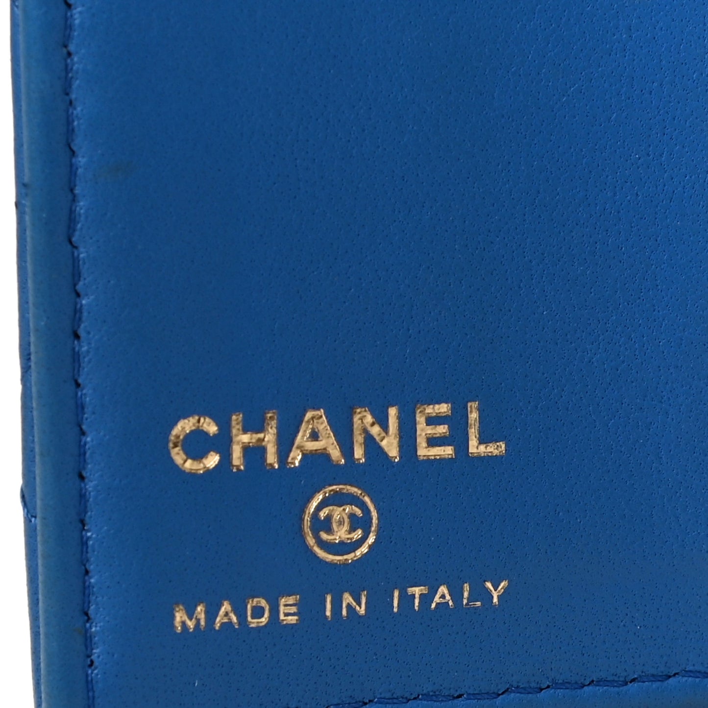 Lambskin Quilted Card Holder Wallet Blue