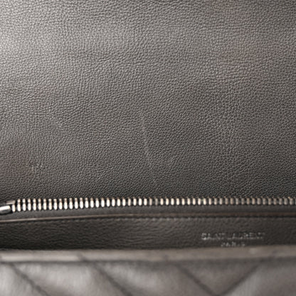 Saint Laurent Sheepskin Matelasse Chevron Monogram Large College Satchel Light Coal 11 of 11
