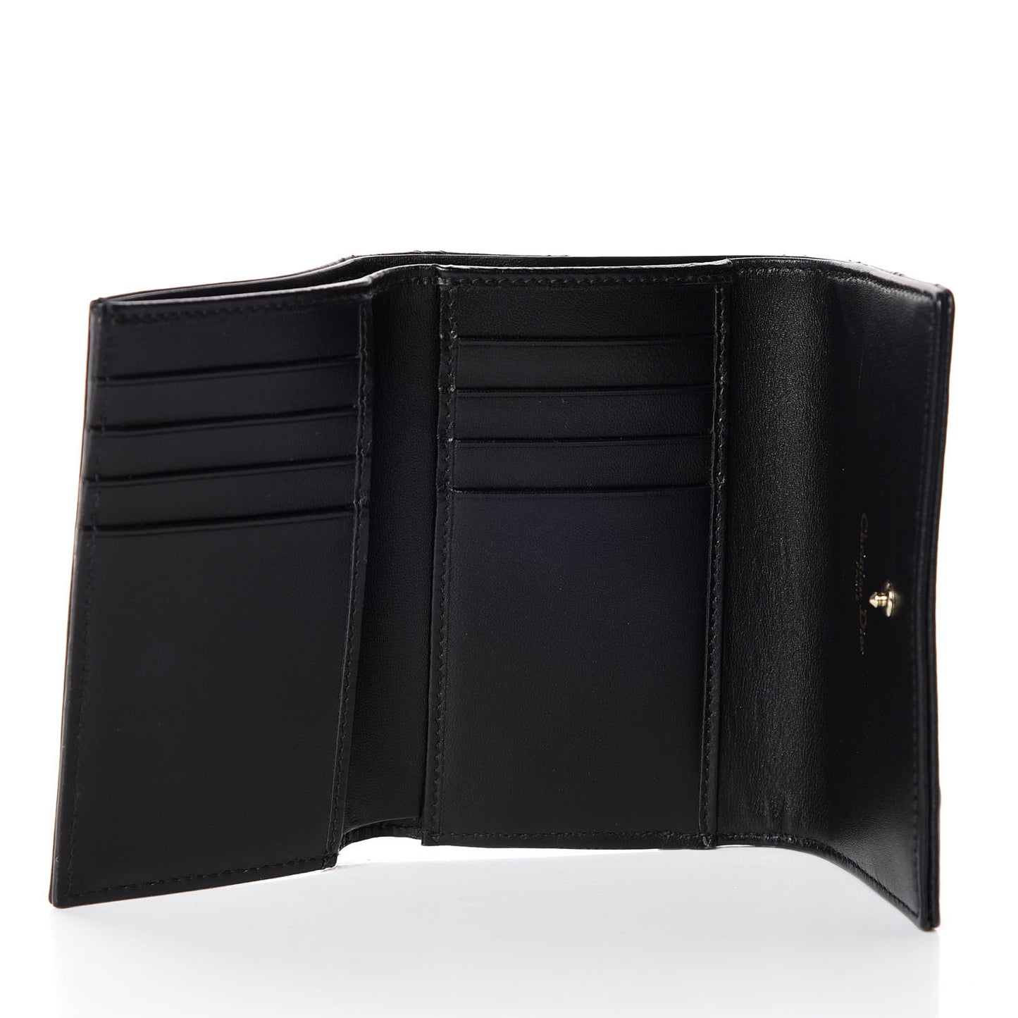 Grained Calfskin Cannage Diorama Elancee Wallet Black