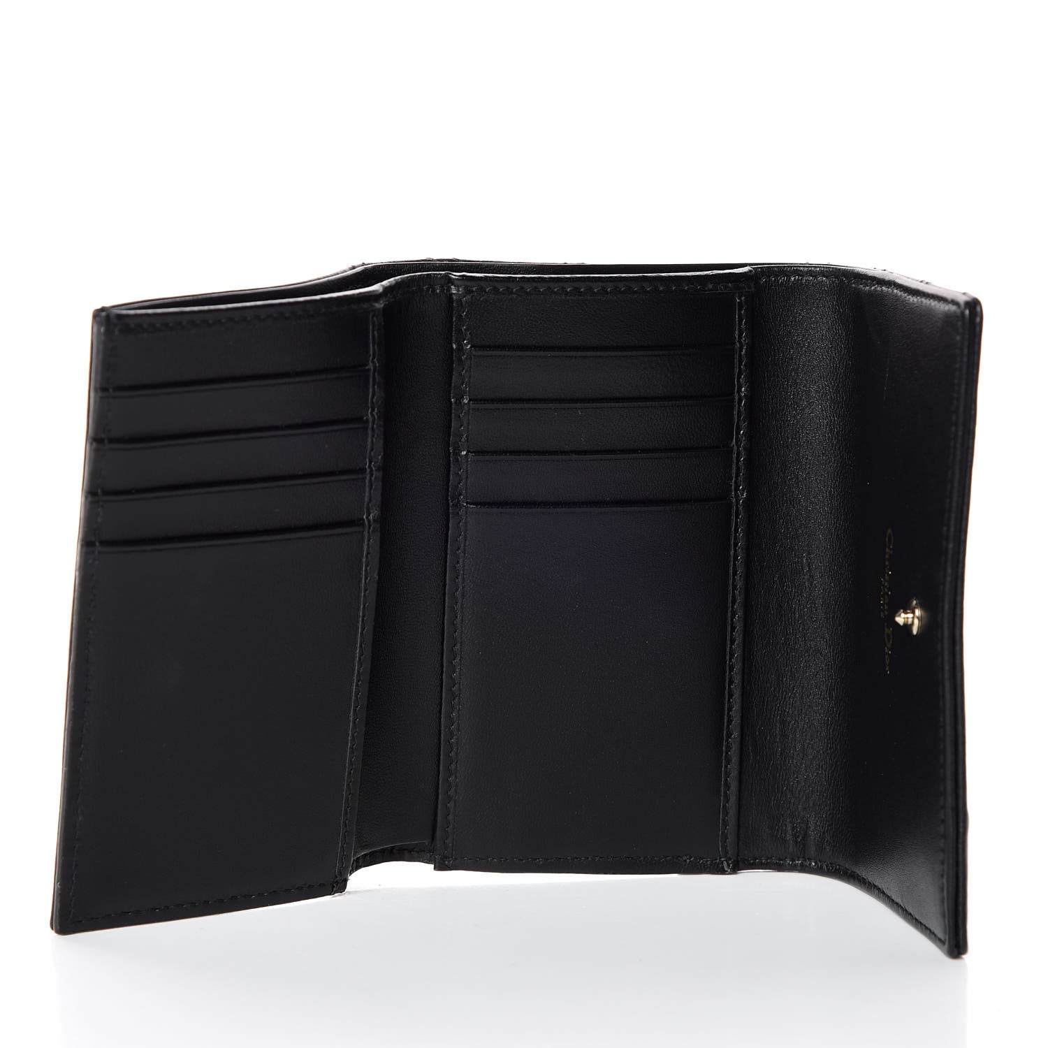 Christian Dior Grained Calfskin Cannage Diorama Elancee Wallet Black 5 of 7