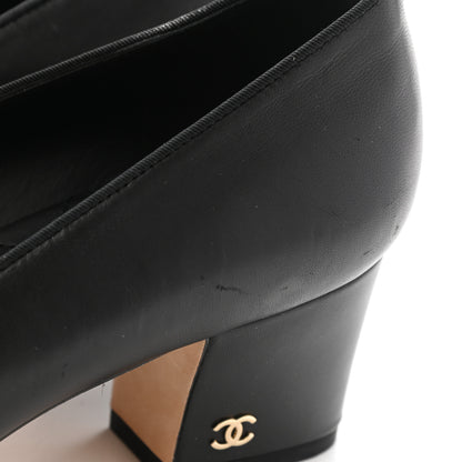 Chanel Lambskin Patent Calfskin Pearl Camellia Cap Toe Pumps 38.5 Black 9 of 16