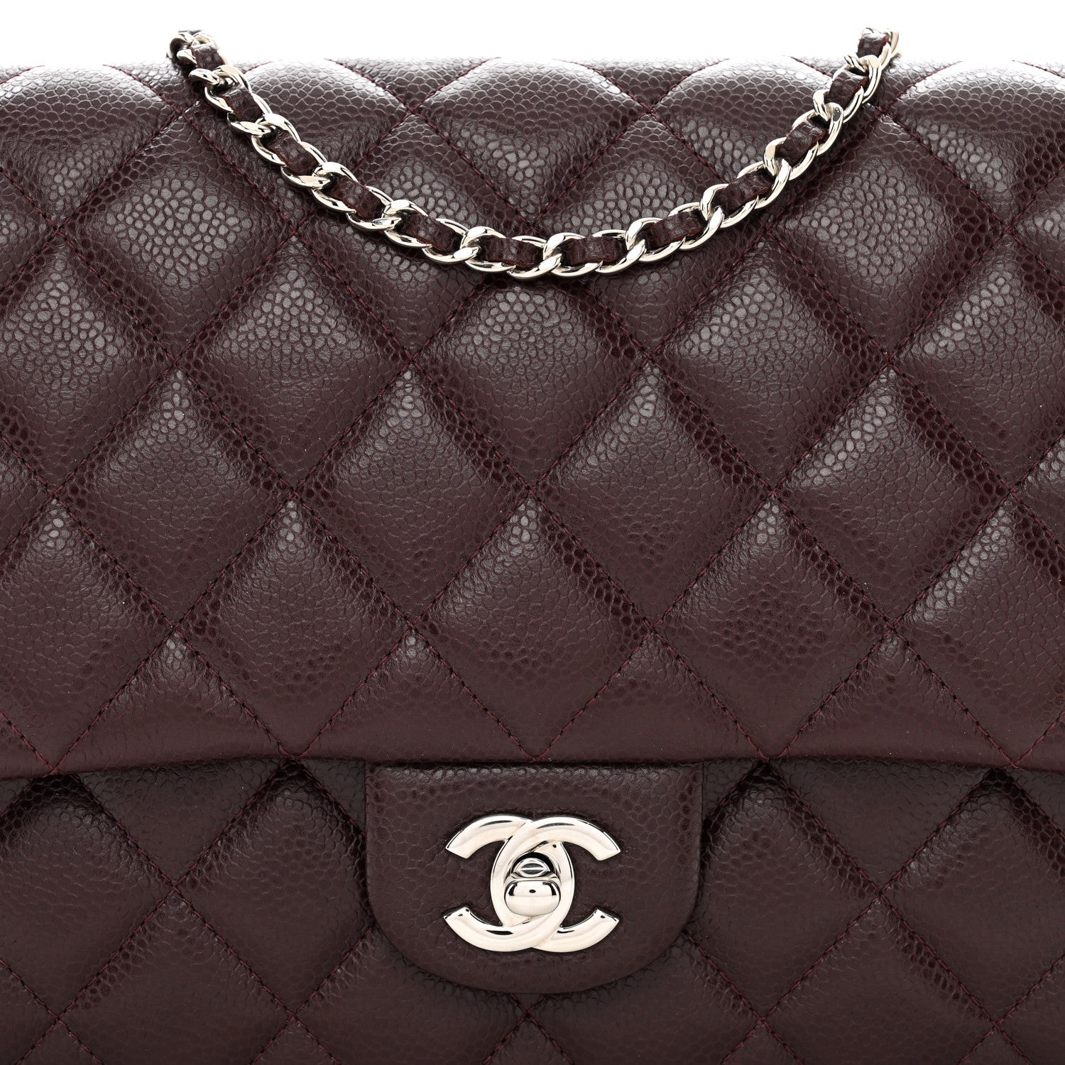 Chanel Caviar Quilted Clutch With Chain Flap Burgundy Burgundy 8 of 10