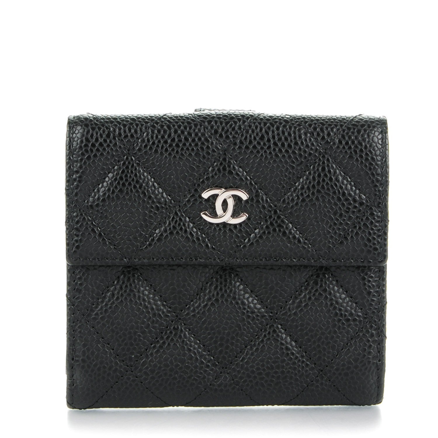 Chanel Caviar Quilted Compact French Flap Wallet Black 1 of 8