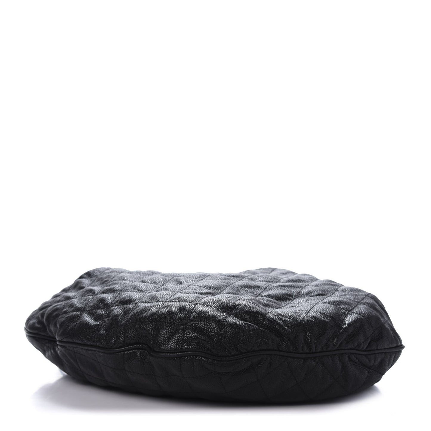Crumpled Grained Calfskin Drawstring Tote Black