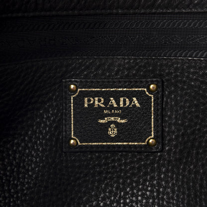 Prada Vitello Daino Side Zip Tote Black 10 of 15