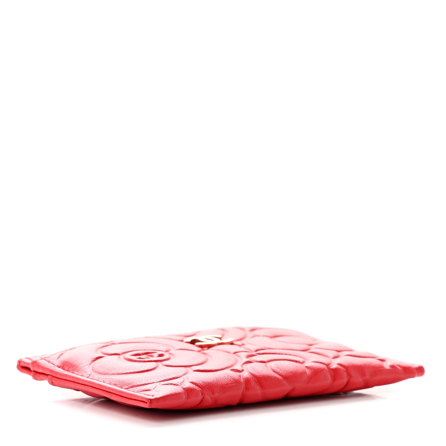 Chanel Lambskin Camellia Embossed Card Holder Red 4 of 8