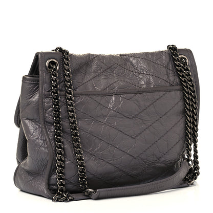 Saint Laurent Crinkled Calfskin Matelasse Monogram Medium Niki Chain Satchel Fog 3 of 9